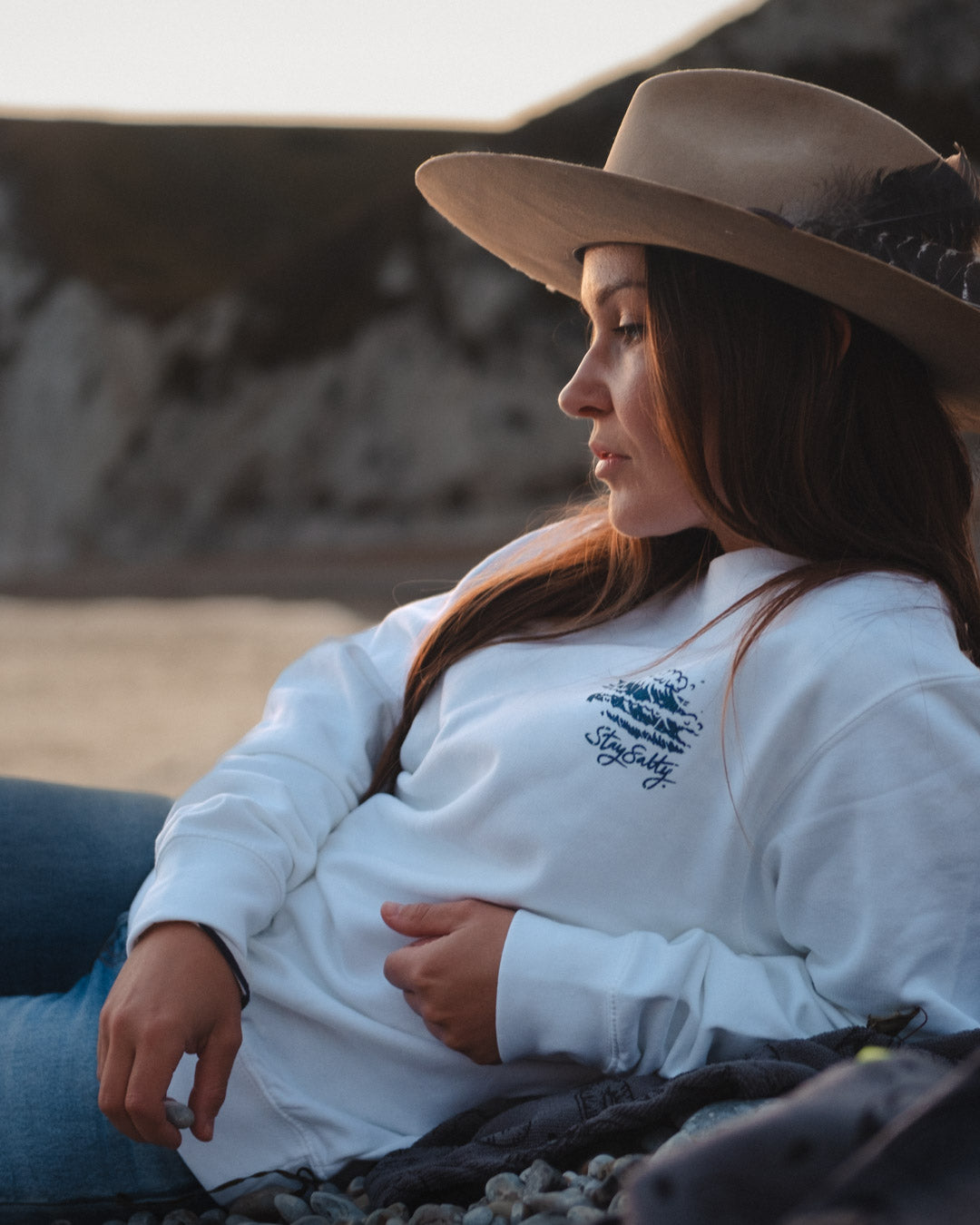 Blue and white sale sweatshirt