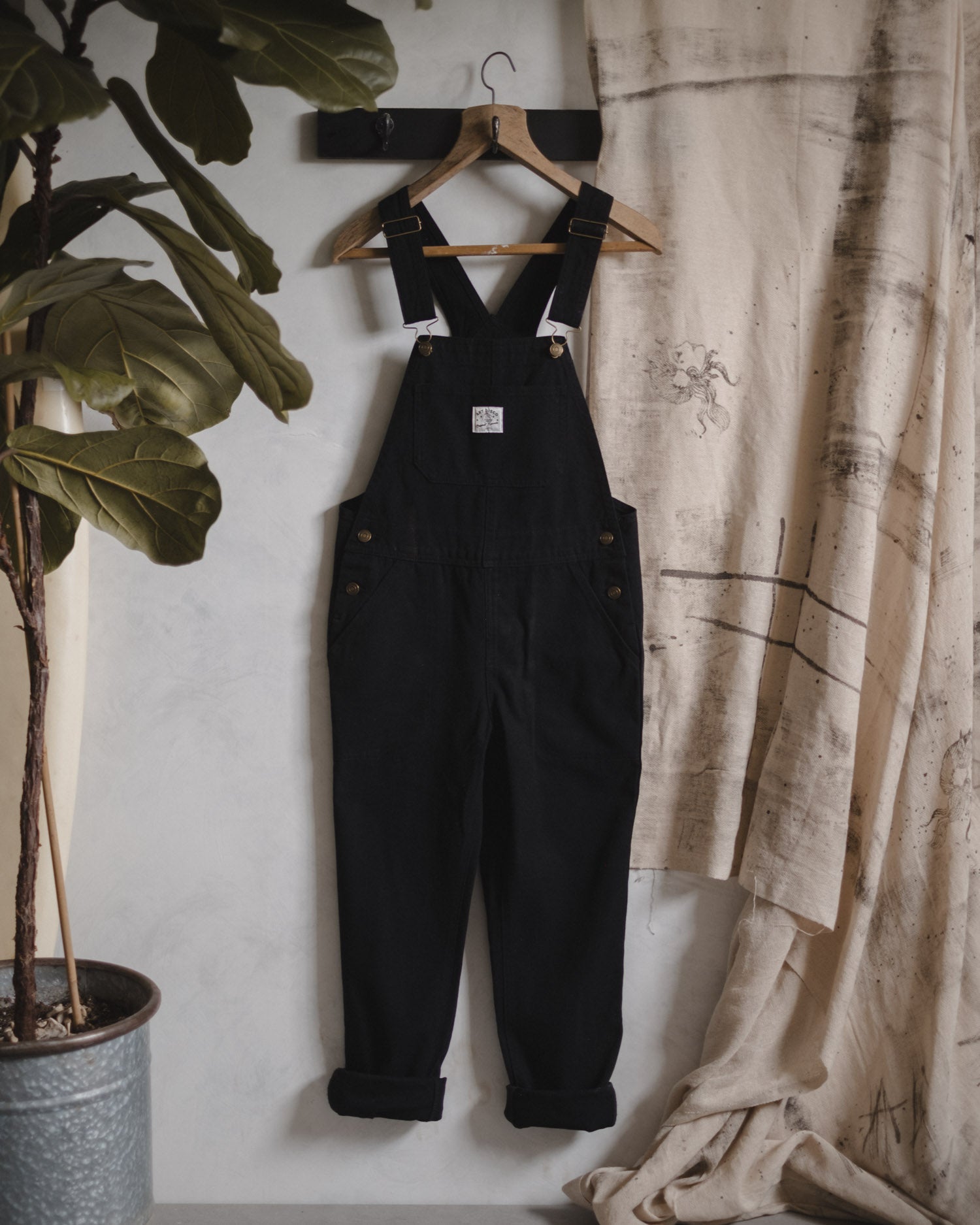 Mens black dungarees on sale uk