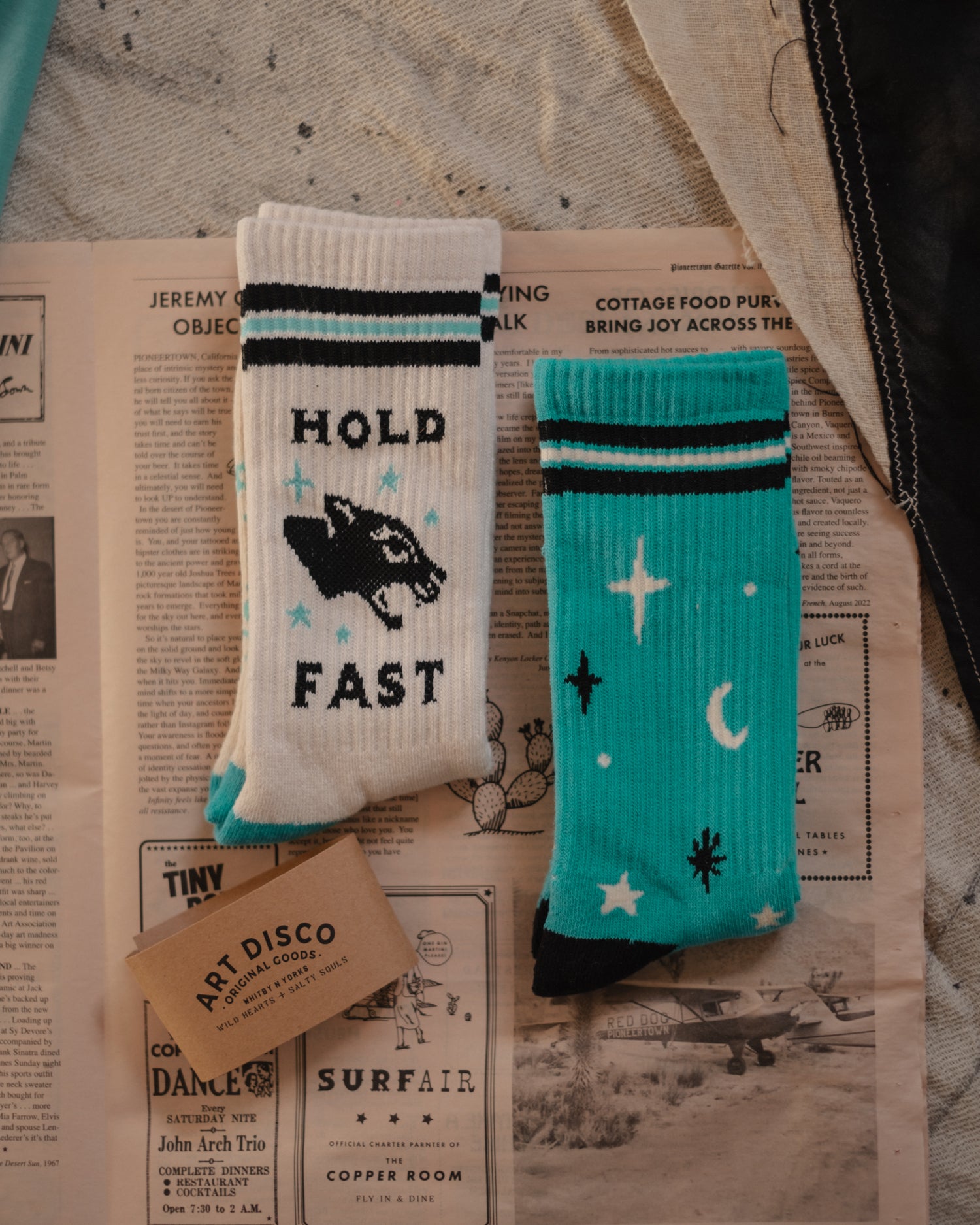 ‘Hold Fast’ & 'Stargazer' Retro Stripe Tube Socks by Art Disco Original Goods