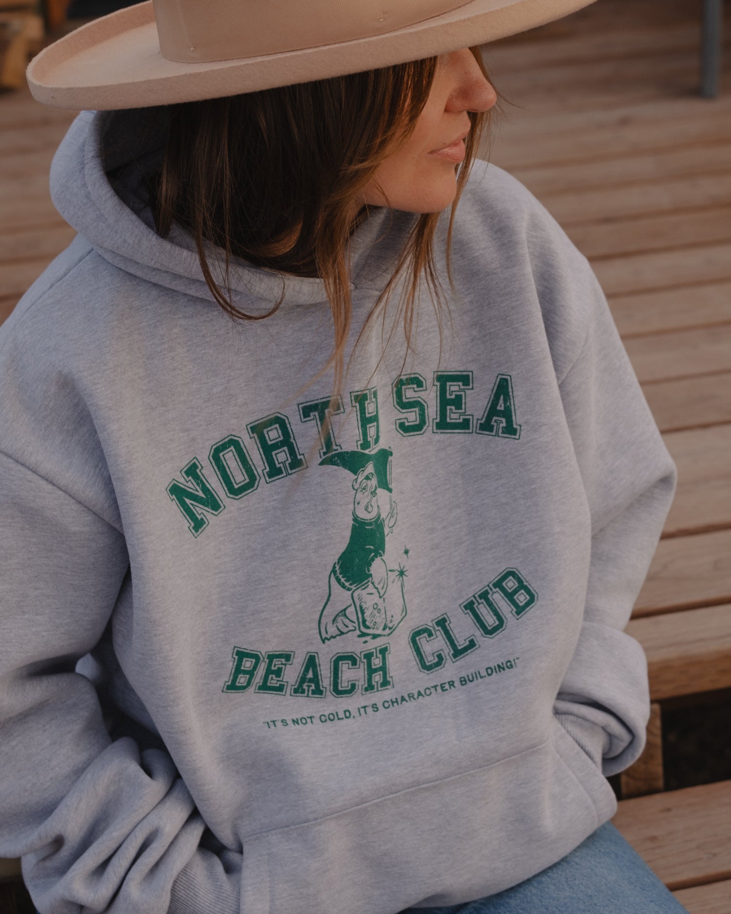 North Sea Beach Club Premium Heavyweight Hoodie in Grey by ART DISCO Original Goods