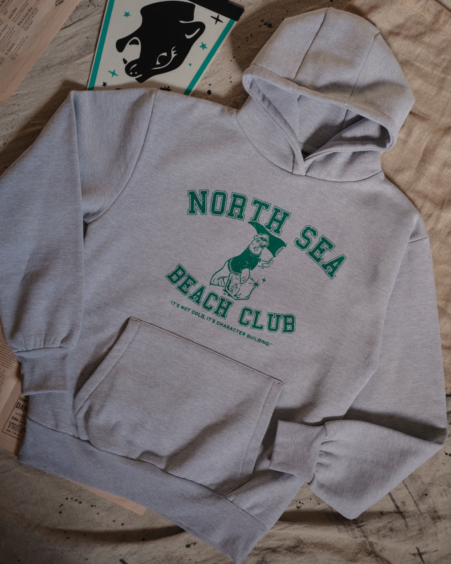 North Sea Beach Club Premium Heavyweight Hoodie in Grey by ART DISCO Original Goods