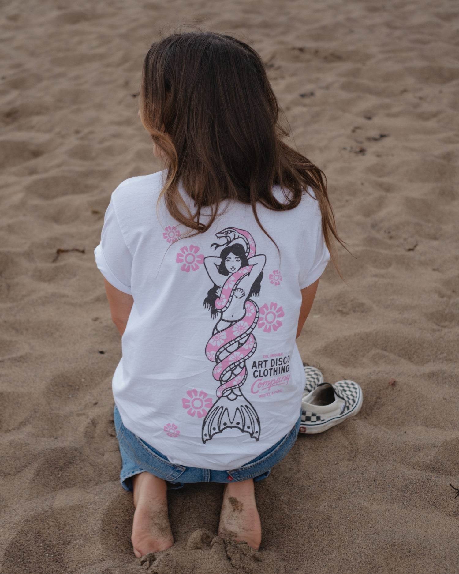 Snakes & Siren Mermaid T-Shirt in White by Art Disco Original Goods