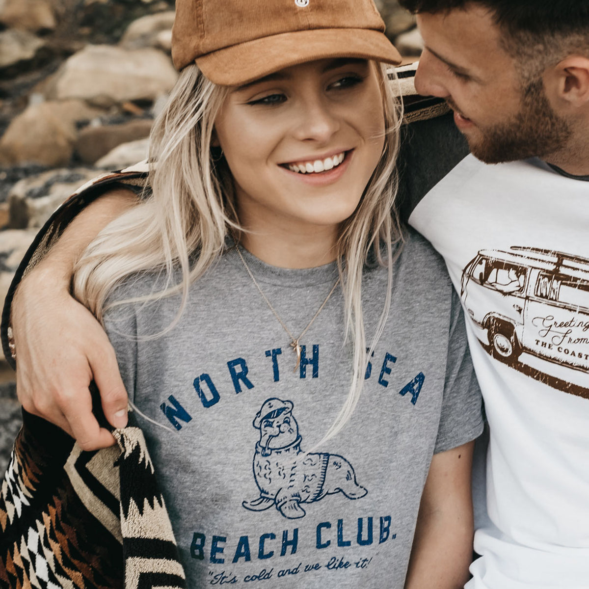 North Sea Beach Club T-Shirt | Womens grey crew neck t-shirt – Art Disco